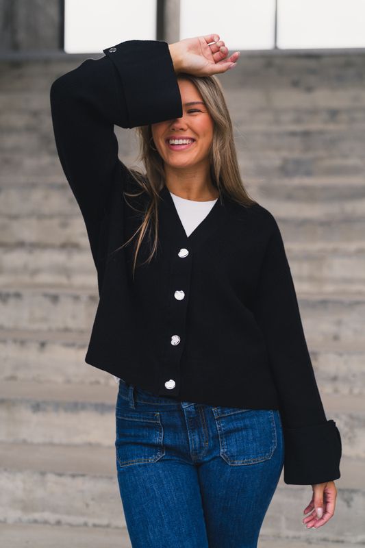 Atari Rib Cardigan Black 