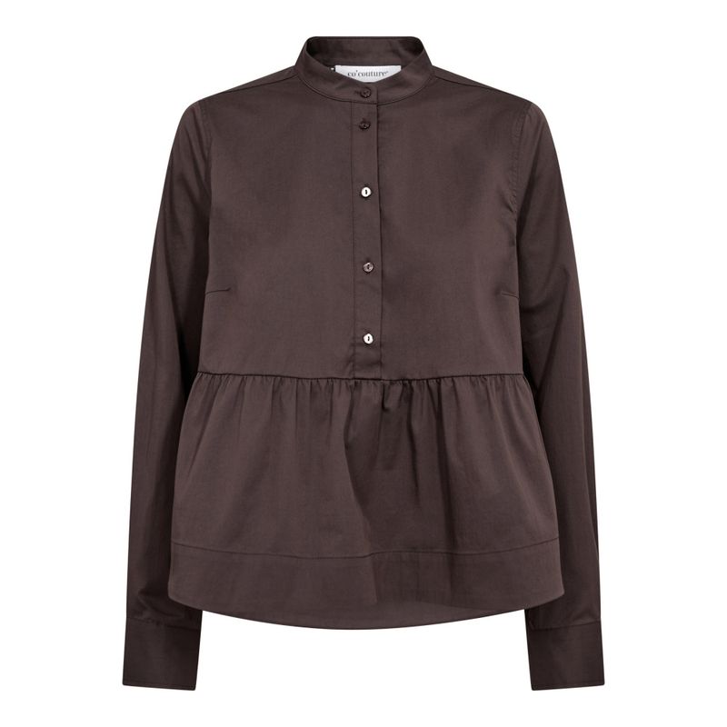 Poppy LS Flare Blouse Dark Brown 