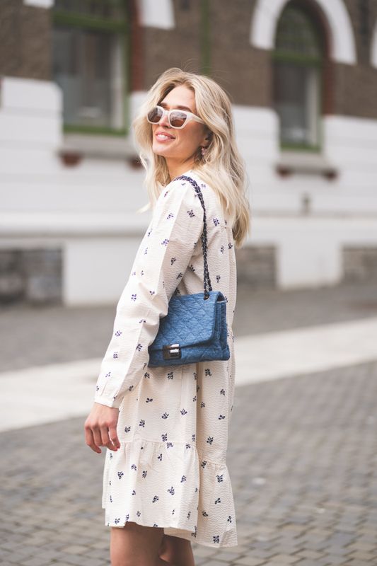 Nanena Dress Blue Bouquet Print