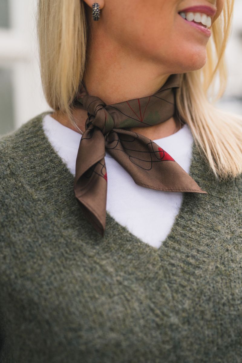 Eliza Silk Scarf Small Dark Earth 