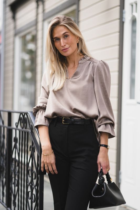 Amara Heavy Sateen Bedaz Blouse Dark Taupe 