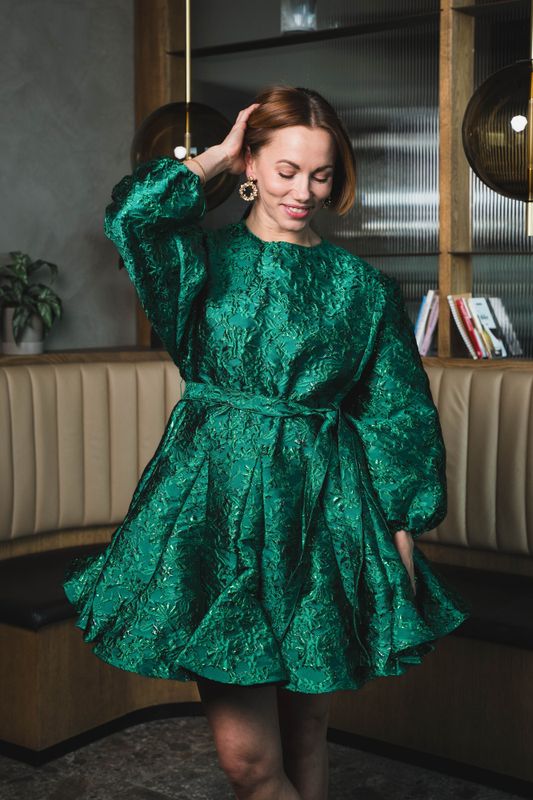 Poppi Metallic Dress Green 