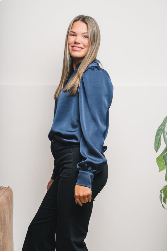 Rosslyn Heavy Sateen Blouse Midnight Blue 