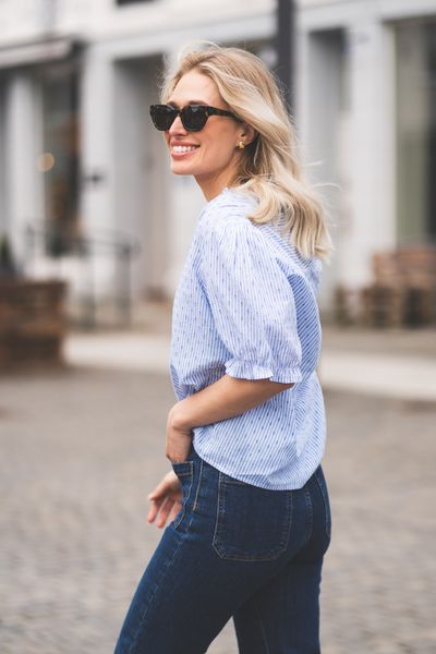 Hovedbilde Odesa Dot Stripe Blouse Light Blue 