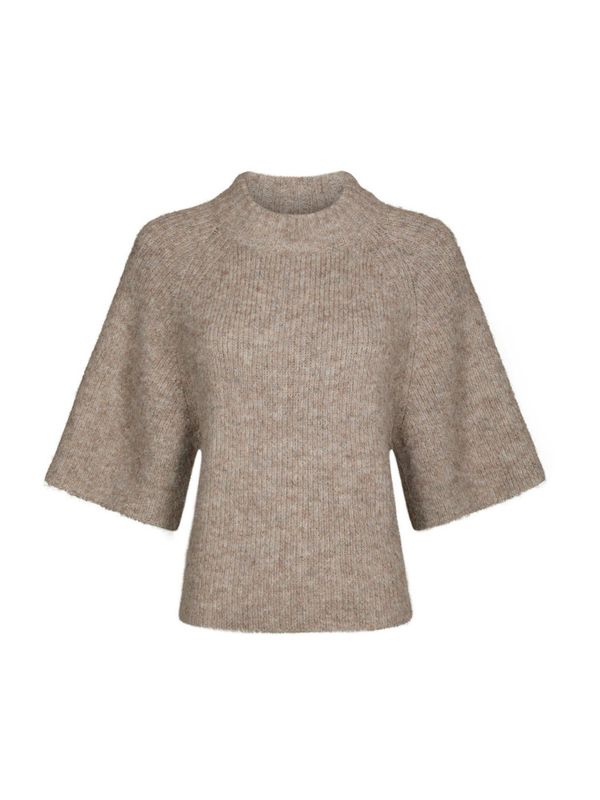Bandi Fluffy Knit Blouse Beige Melange 