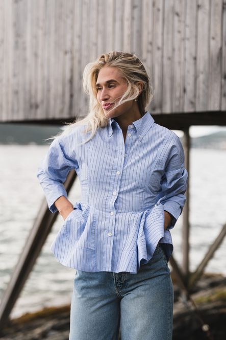 Hovedbilde Stripe Cotton Peplum Shirt Lavender Lustre