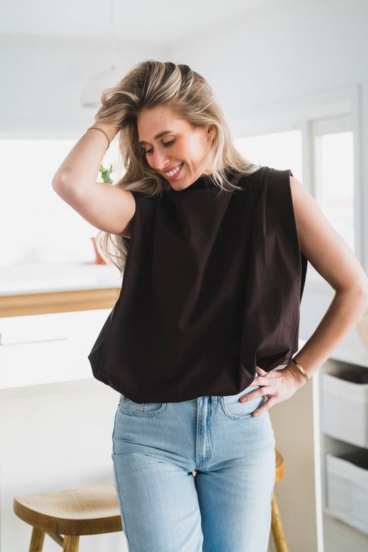 Idris Top Marron Fonce 