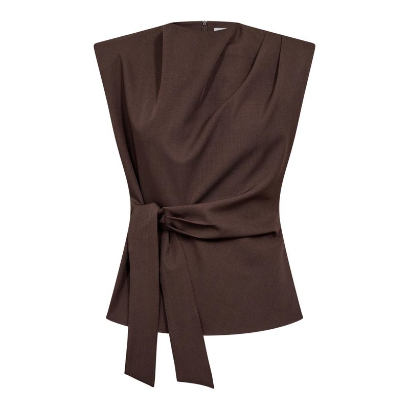 Luna Pleat Top Dark Brown 