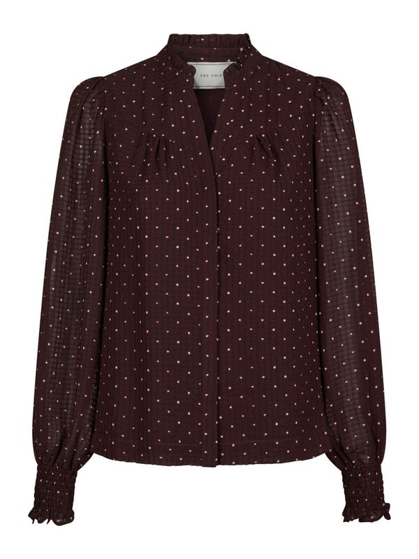 Astrida Dotted Blouse Burgundy 