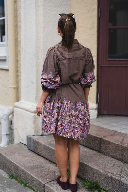 Somellu LS Shirt Dress Timber Wolf Somellu Print 