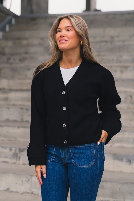 Atari Rib Cardigan Black 