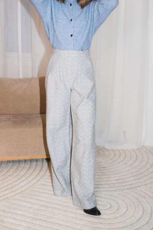 Coelle HW Pants Organic Black White Structure