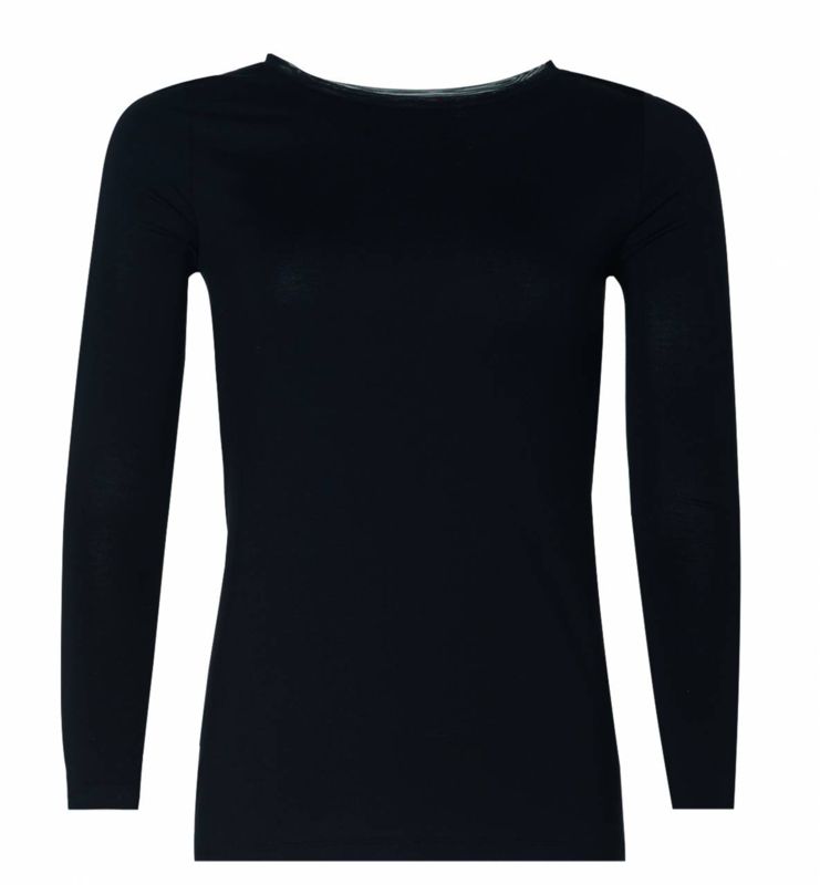 Perfect Line Cashmere Lace T-Shirt Long Sleeve Black 