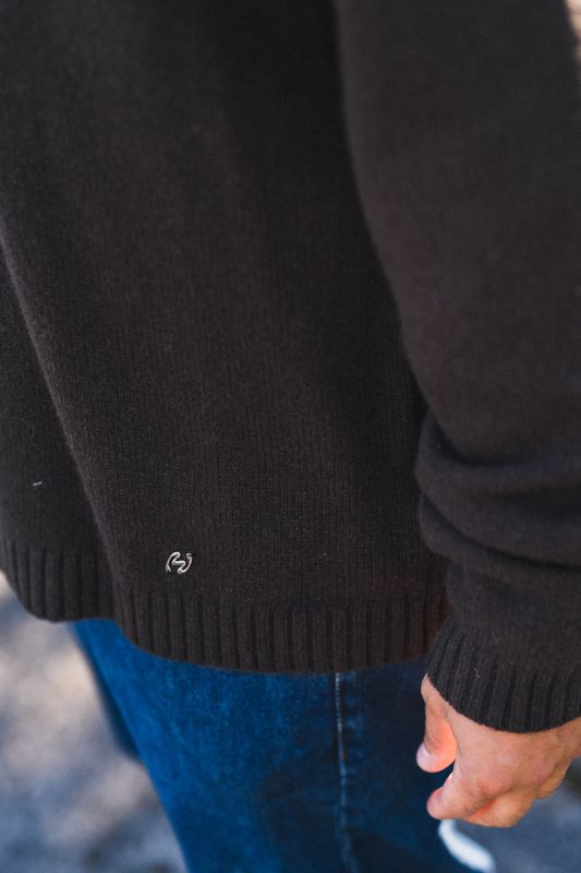 M. Wool Zip Cardigan Dark Brown 