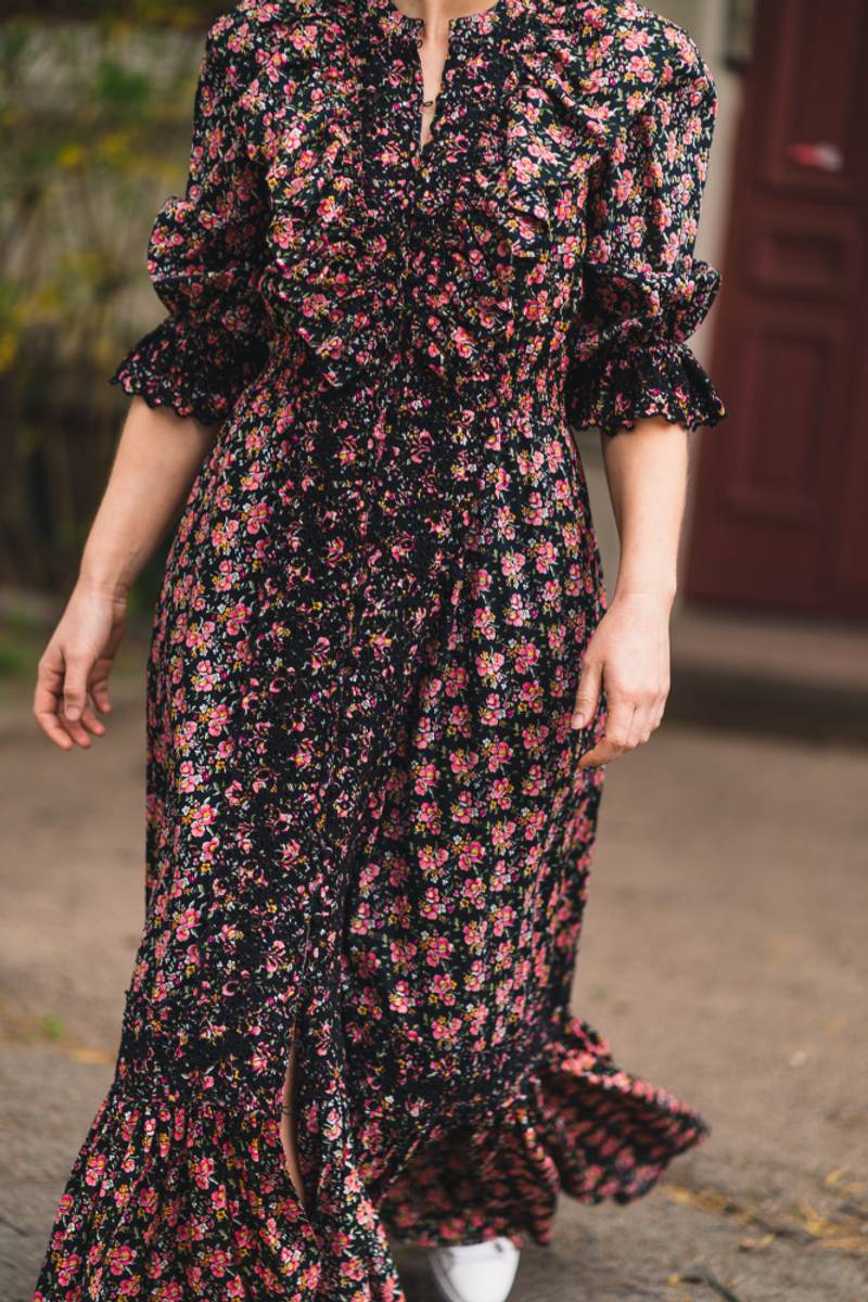 Cotton Slub Button Down Dress Cherry Blossom Vakre Vene