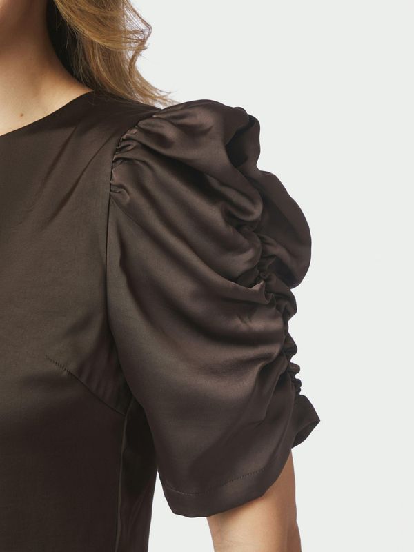 Benua Heavy Sateen Blouse Dark Brown 