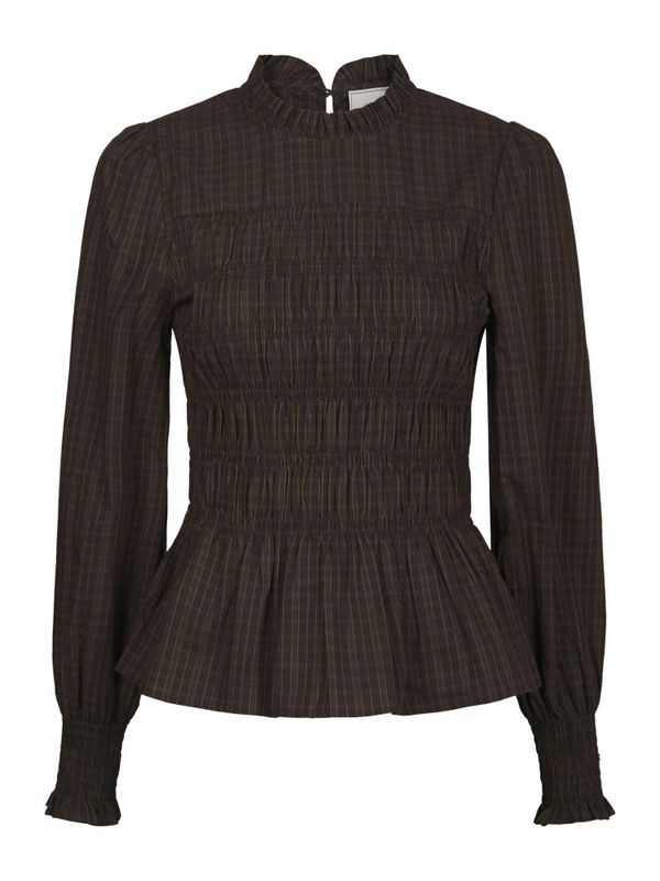 Possa Big Check Blouse Brown Check 