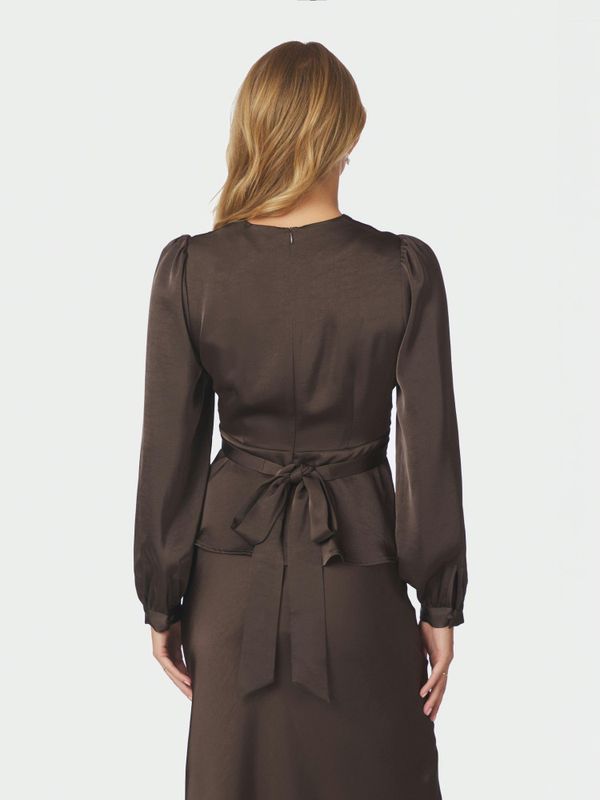Rista Heavy Sateen Blouse Dark Brown 