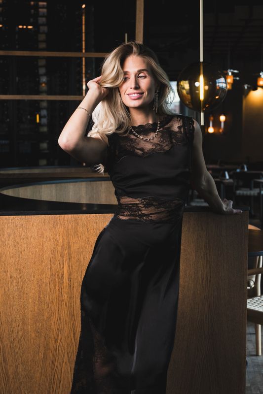 Desire Lace Trimmed Cut Out Midi Dress Black 