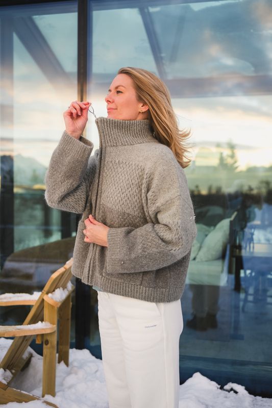 Tine Knit Cardigan Dark Green Mix 