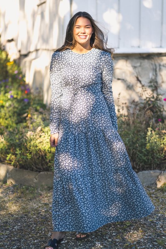 Dora Dress Navy Rosehip Print 