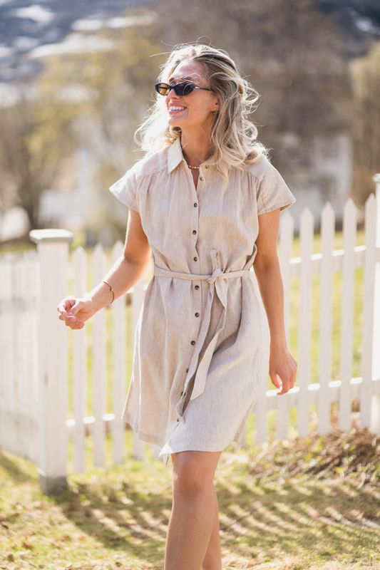 Viana Ginia SS Shirt Dress Sand Melange 
