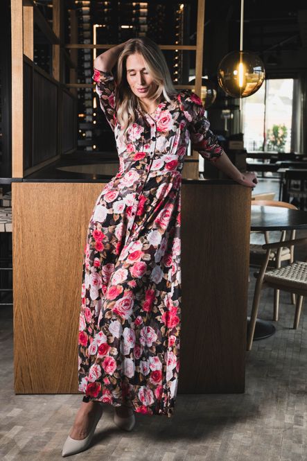 Hovedbilde Satin Button-Down Dress Midnight Roses 