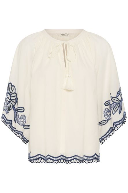 Hovedbilde Biancha Blouse Whisper White W Blue Emb