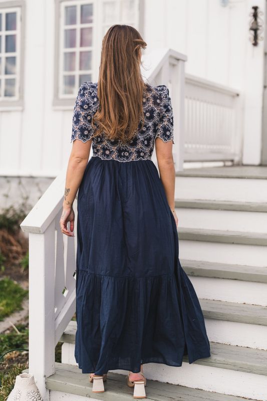 Broderie Anglaise Maxi Dress Marine 