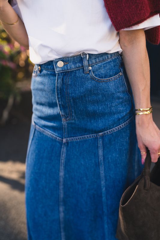 Laurentine Rue HW Skirt Mid Blue Wash