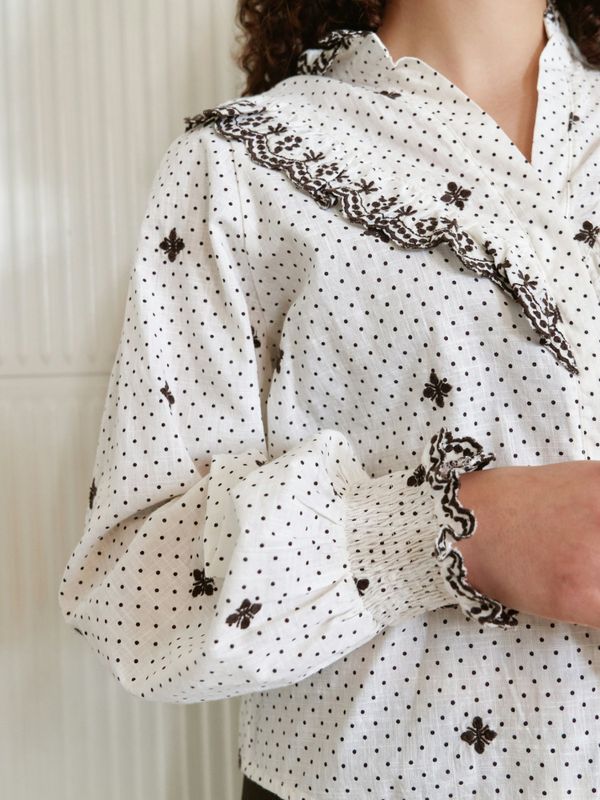 Degas Dot Blouse Offwhite 