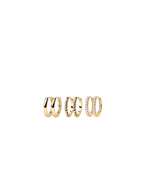 Hovedbilde 3-Pack Mini Huggie Hoops Gold 
