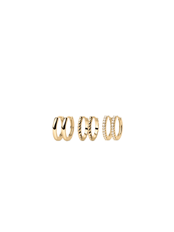 3-Pack Mini Huggie Hoops Gold 