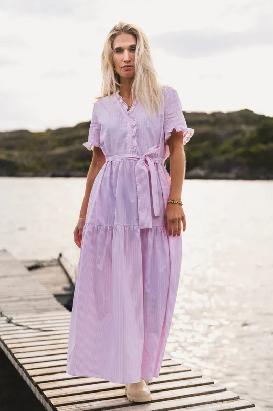 Ida Maja 2/4 Shirt Dress STP B White/S Lilac 