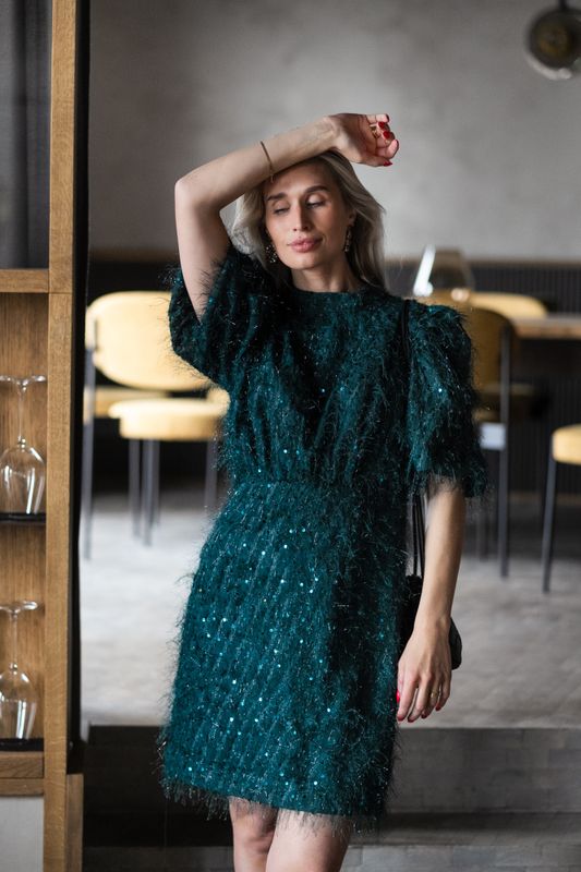 Ilza 2/4 Sequin Dress Ponderosa Pine 
