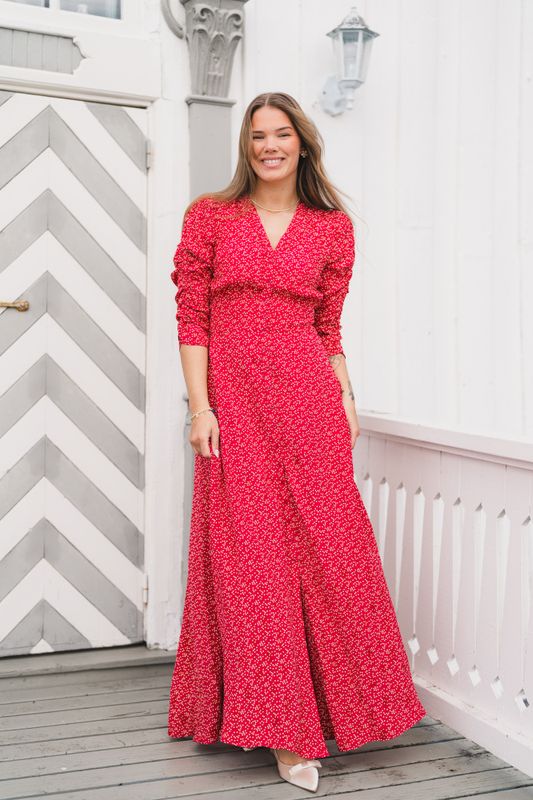 Spring Button-Down Dress Red Dots 