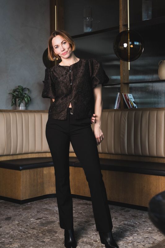 Aisa Brocade Blouse Dark Brown 