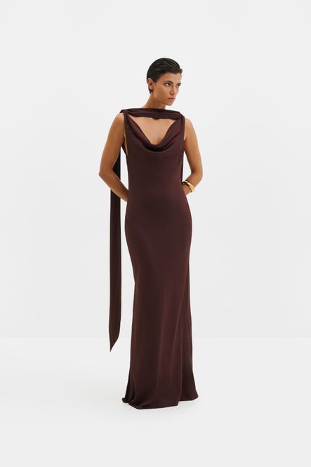 Hovedbilde Vida Cowl Neck Scarf Maxi Dress Espresso 