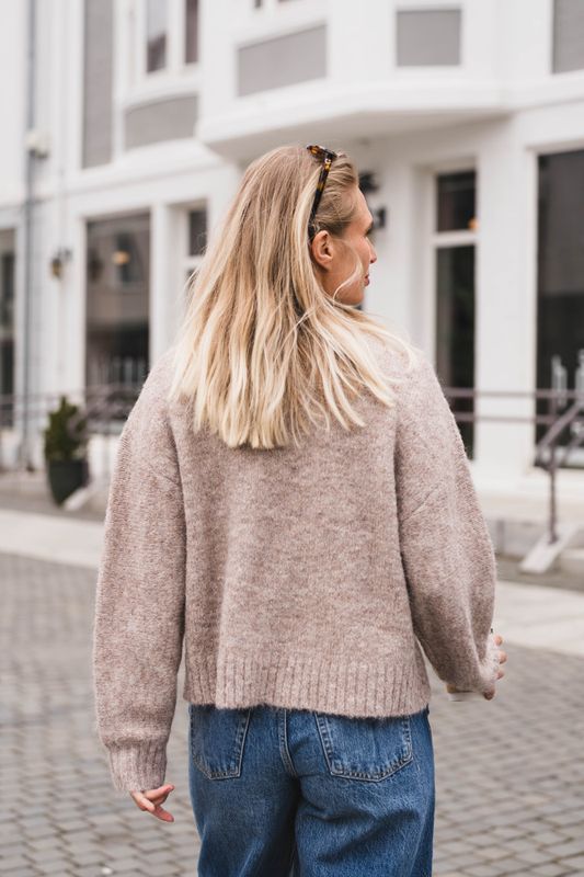 Taura Fluffy Knit Cardigan Beige Melange 