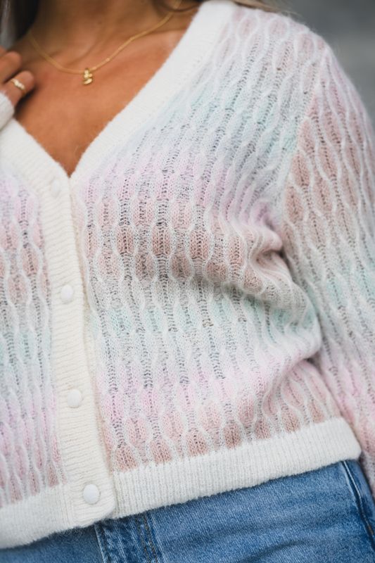 Space LS Knit Cardigan Pristine Multi Colour 