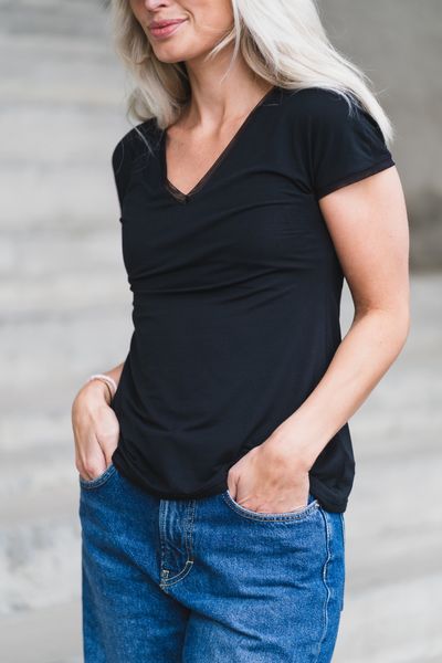 Hovedbilde Perfect Line Modal T-Shirt V Neck Black 