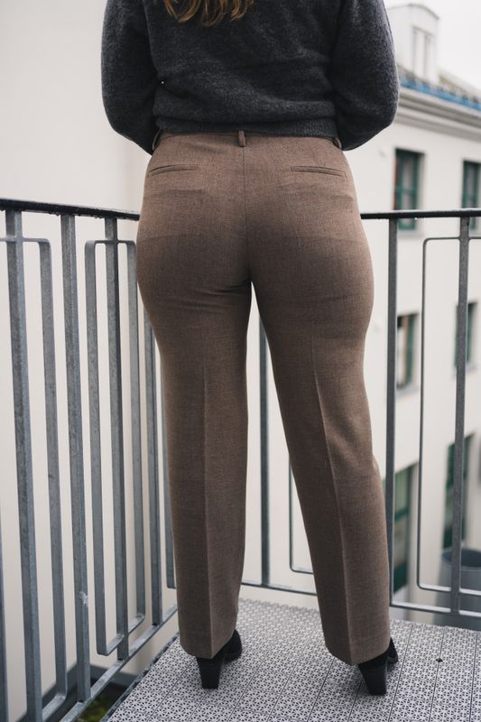 Lova Straight Trousers Tweed Light Camel 