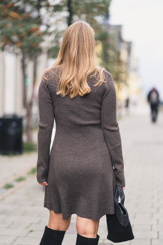 Myla Dress Dark Taupe Melange 