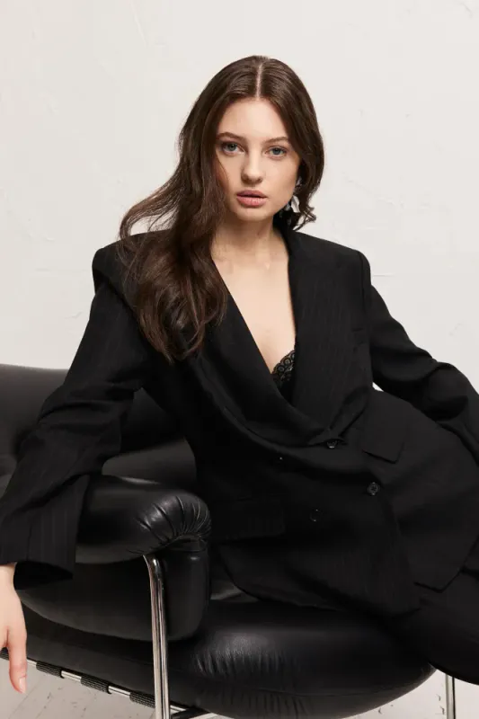 Francis Pinstripe Black 