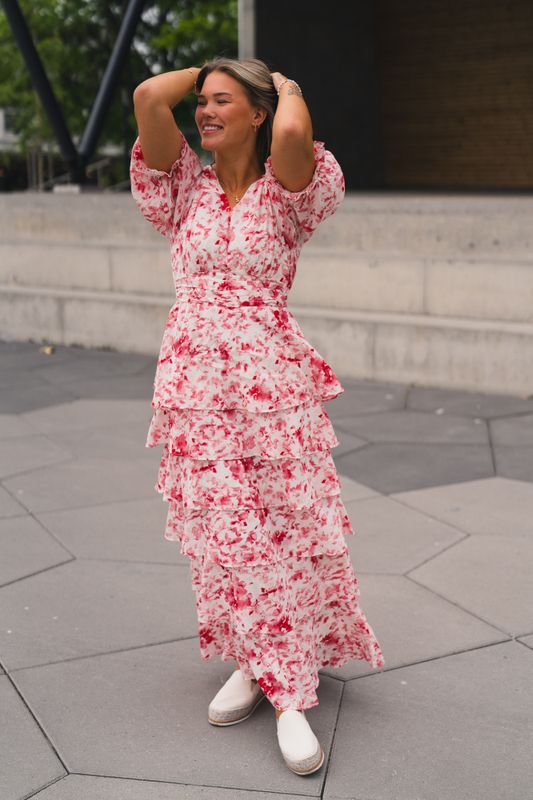 Noorie Blur Print Dress Red 