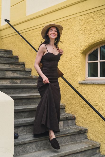 Hovedbilde Tessa Linen Dress Dark Brown 