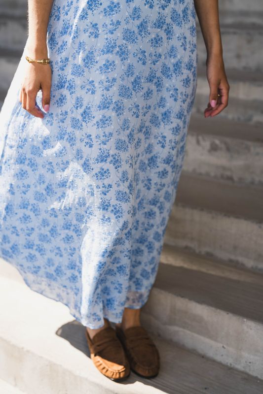 Kikka Chiffon Flower Dress Light Blue 