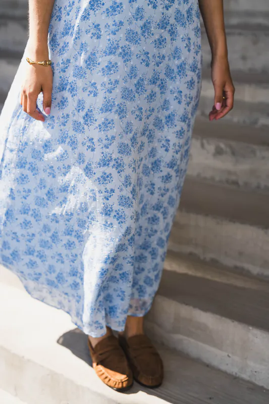 Kikka Chiffon Flower Dress Light Blue 