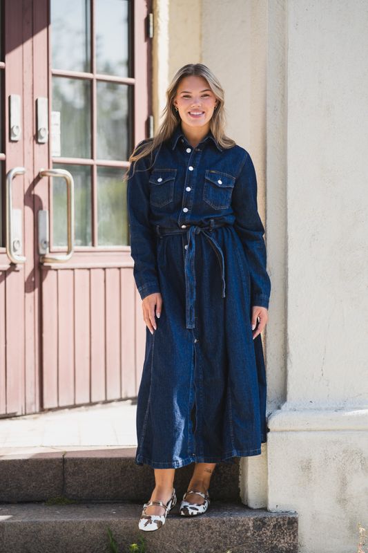 Elisa Belted Midi Dress Rinse