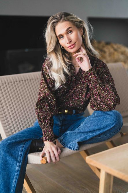 Hovedbilde Astrid Top Black Coffee Flower 
